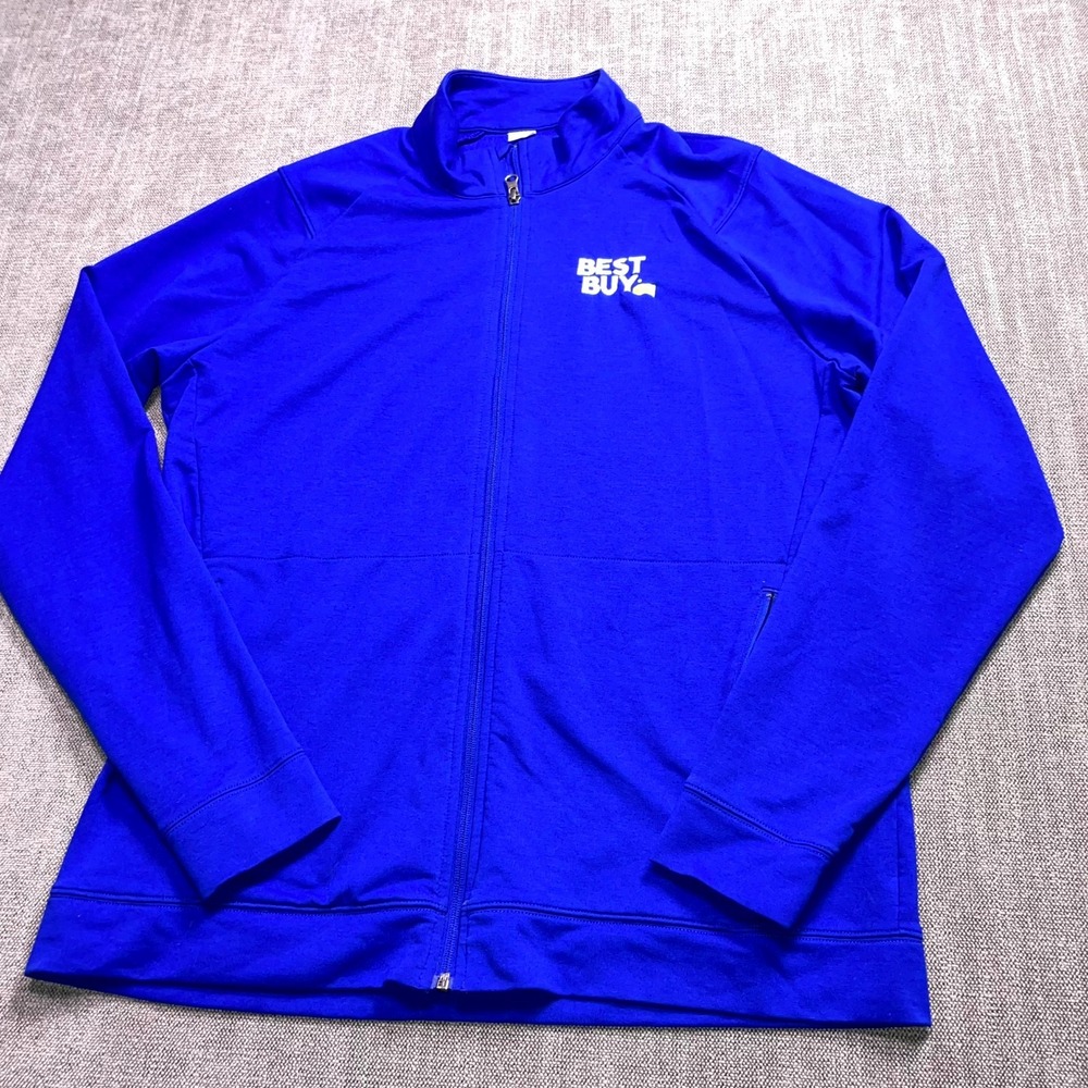 Sport-Tek Best Buy Employee Uniform Jacket Mens Large Royal Blue Full Zip